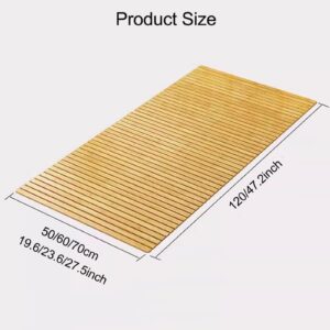 Foldable Bamboo Bed Mat,Summer Sleeping Pad Lumbar Protector Pad,Folding Tatami Floor Mat,Harden Spine Guard Bamboo Ranked Skeleton Bed Pad, Japanese Bamboo wood Roll-Type Slatted Bed, 70*150cm