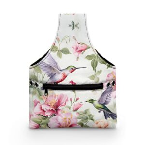 ZUXONGSY Hummingbird Knitting Tote Bag Floral Yarn Bags for Crocheting Organizing Portable Knitting and Crochet Supplies,Small