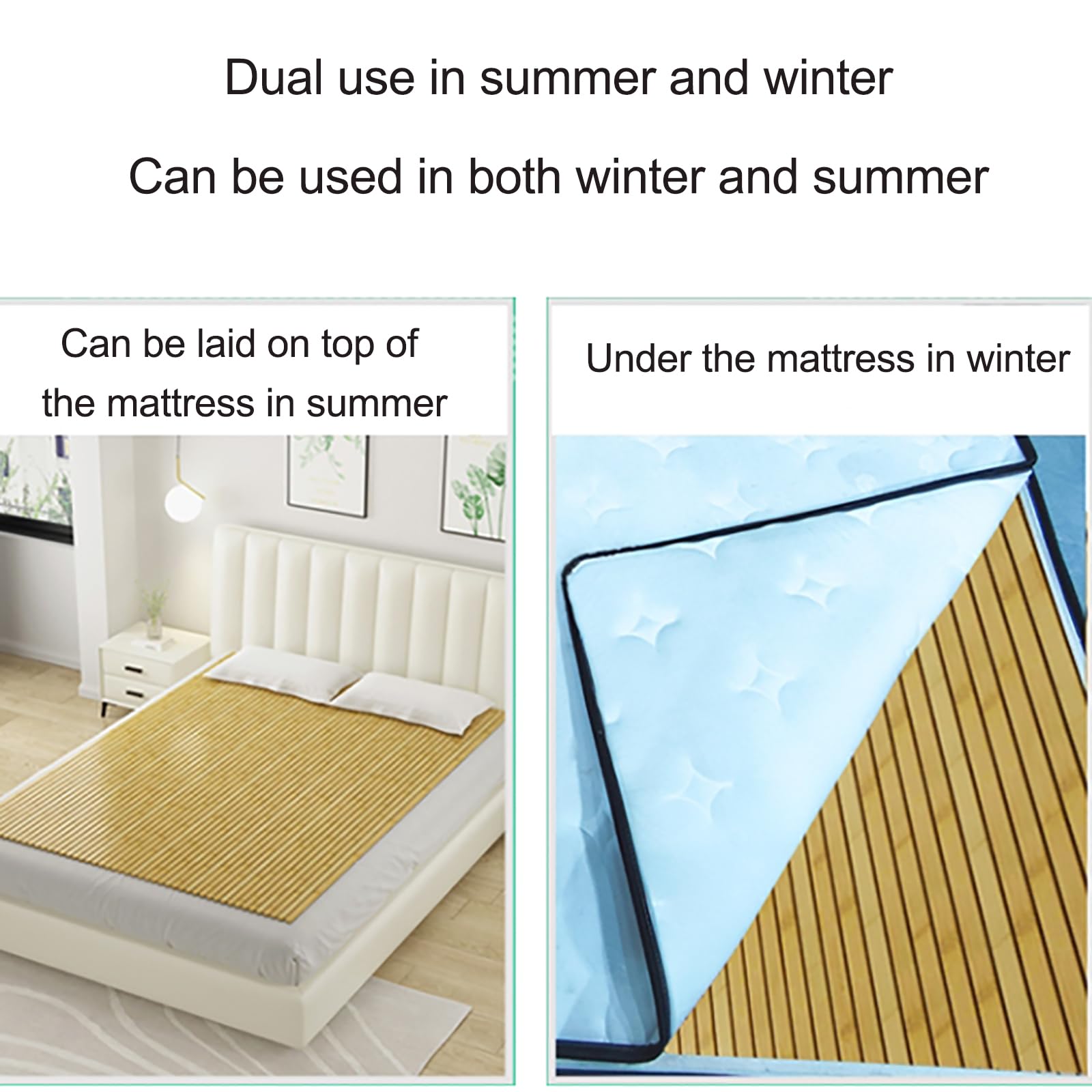 Foldable Bamboo Bed Mat,Summer Sleeping Pad Lumbar Protector Pad,Folding Tatami Floor Mat,Harden Spine Guard Bamboo Ranked Skeleton Bed Pad, Japanese Bamboo wood Roll-Type Slatted Bed, 70*150cm