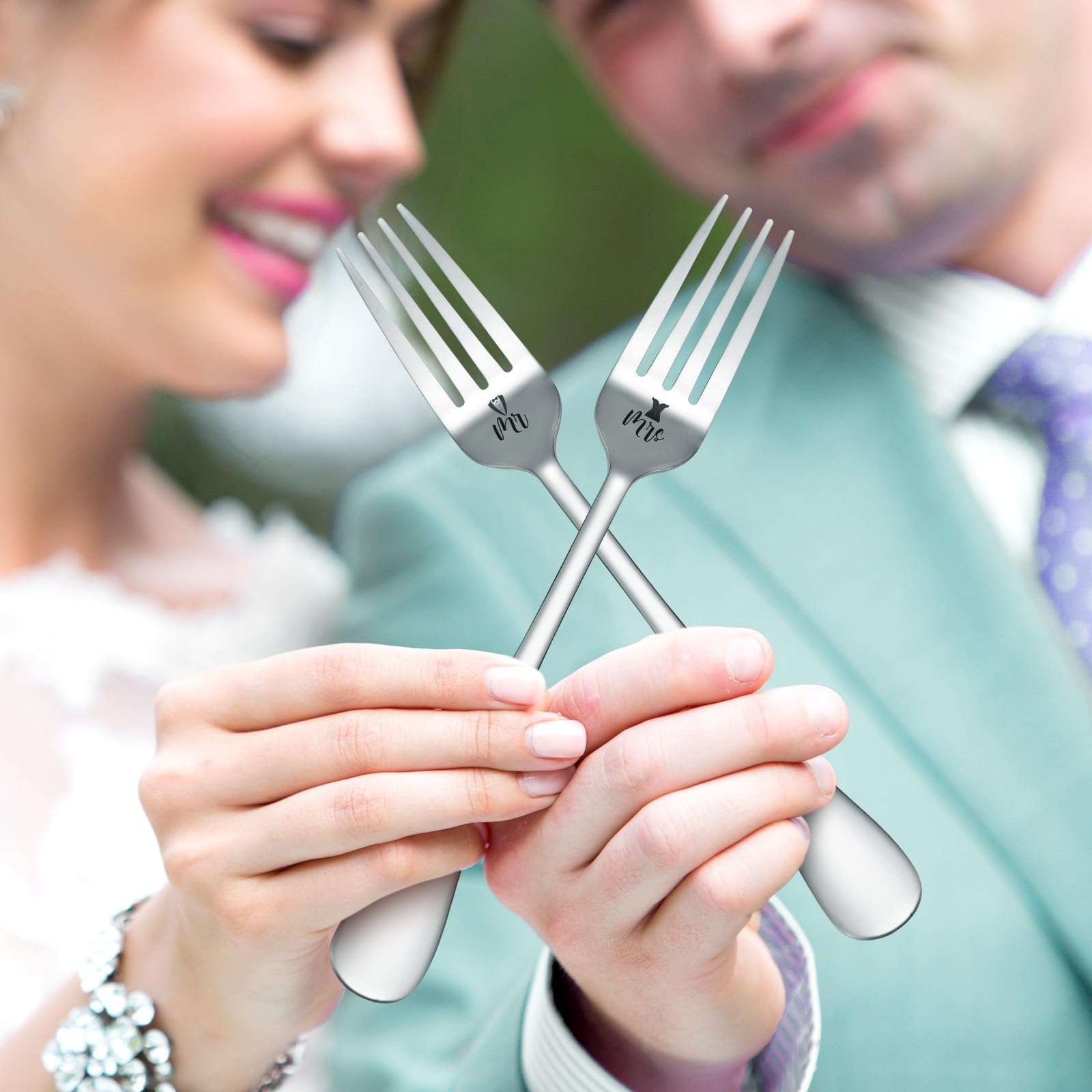 Sage Green Wedding Cake Knife & Server Set with Stainless Steel Blades Mr. and Mrs. Forks with Artificial Plant Ribbon Bowknot Perfect Addition to Your Wedding Celebrations Anniversaries Showers