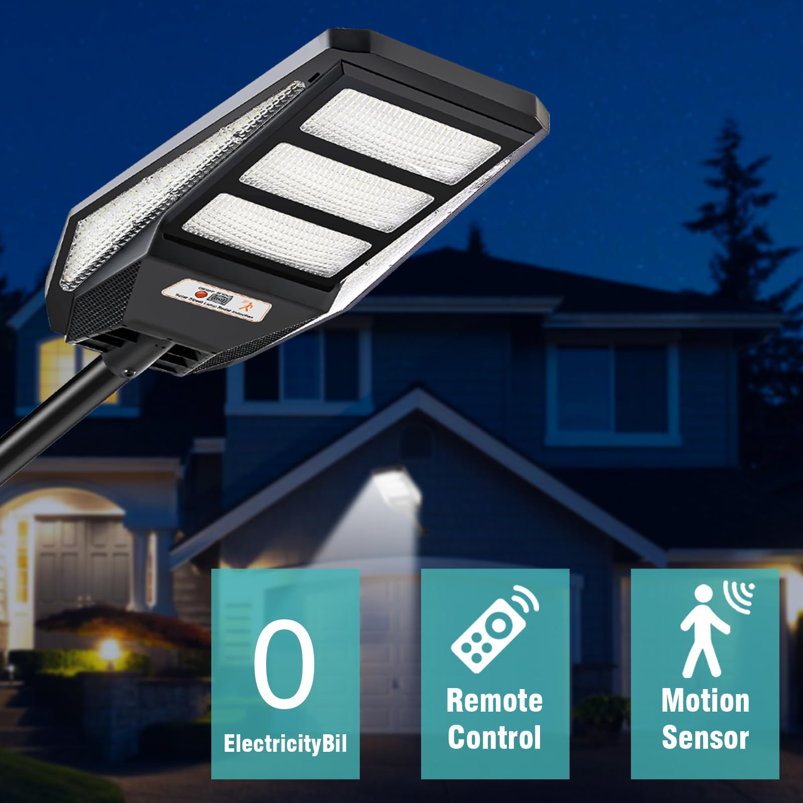 ZBLUXBZ 2 Pack Solar Street Lights Outdoor, 6500K LED Parking Lot Light with Dusk to Dawn, Motion Sensor, Remote Control - Illuminate Paths with Energy