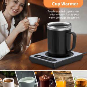 Maestri House Coffee Mug Warmer with Cup for Desk, Electric Mug Warmer with 9 Temperature Settings & 1-12 Hour Timer, Portable Beverage Warmer for Home and Office - Ideal Gift for Coffee Lovers