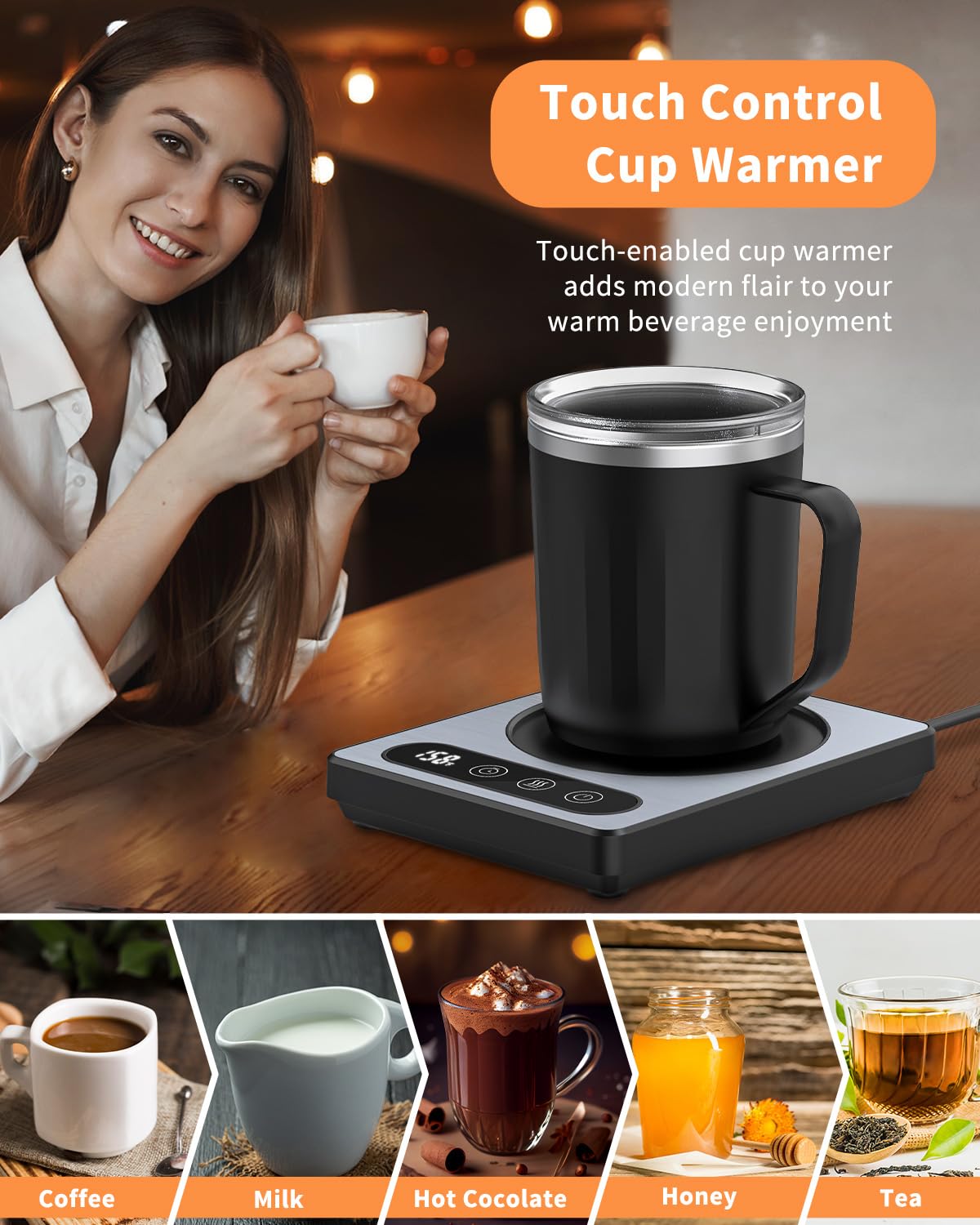 Maestri House Coffee Mug Warmer with Cup for Desk, Electric Mug Warmer with 9 Temperature Settings & 1-12 Hour Timer, Portable Beverage Warmer for Home and Office - Ideal Gift for Coffee Lovers