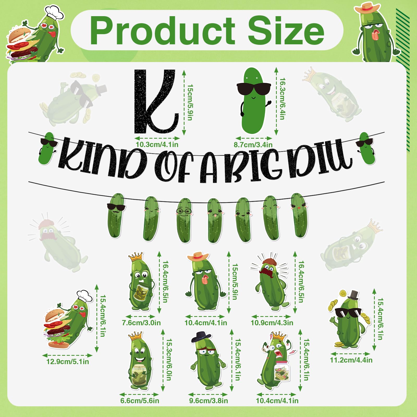 Rngmsi Pickle Party Banner Decorations - 10PCS Kind of A Big Dill Banner Decorations Pickle Theme Hanging Swirls Decorations Cucumber Pickle Birthday Party Decorations Supplies