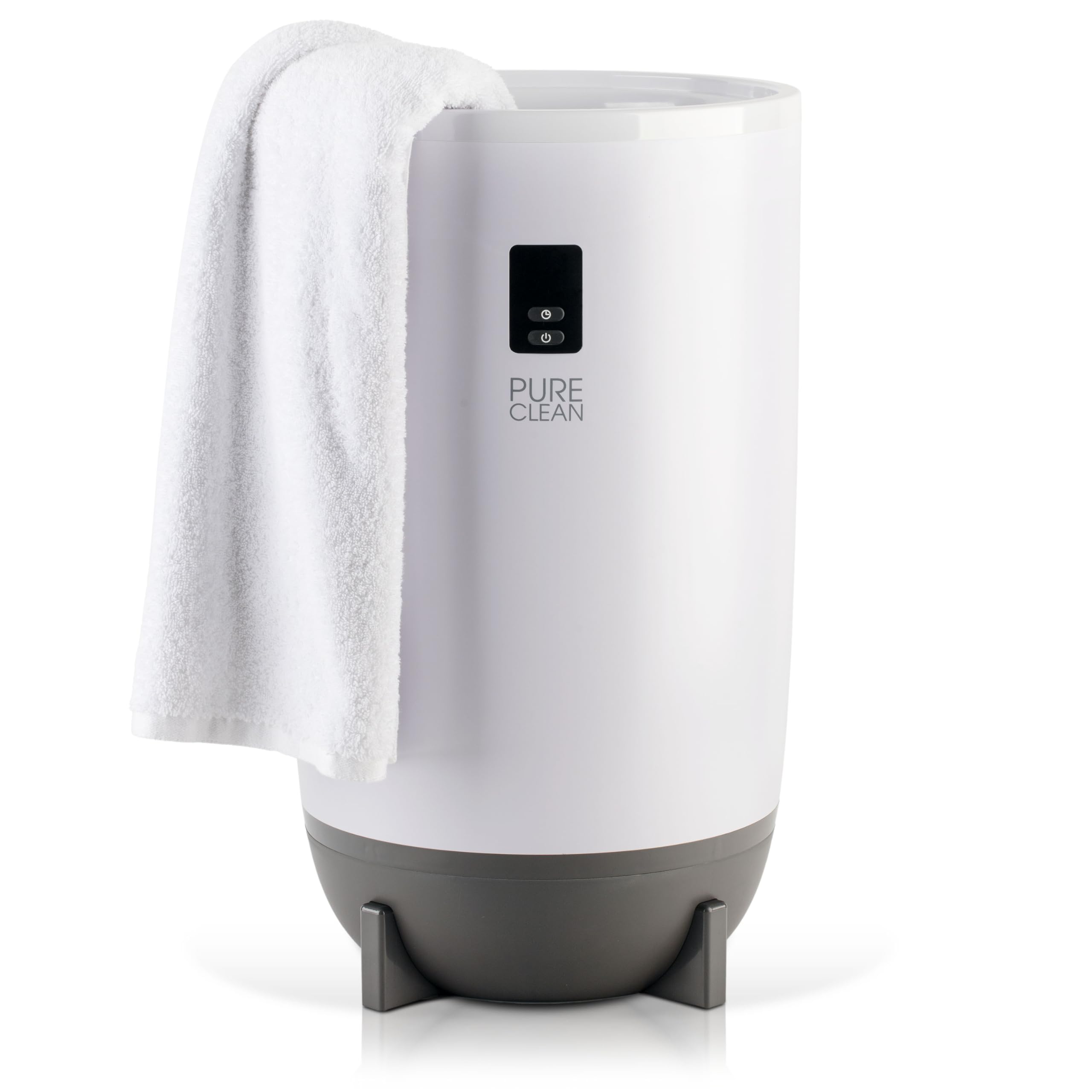 Pureclean Single Touch Towel and Blanket Warmer with Fragrant Disc Holder and LED Ring Gray, Perfect Size for Two Large Bath Towels, Automatically Shut off Feature, Built-in Timer for 15-60 minutes