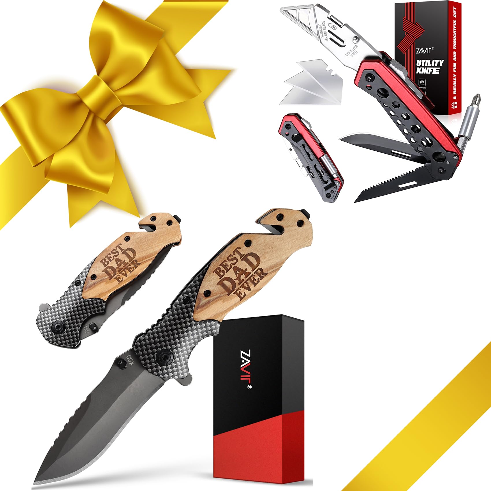 Father’s Day Gifts, Utility Knife+Pocket Knife Best Dad Ever