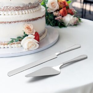 SANEXC Cake Cutting Set for Wedding - Extended Cake Knife And Server Set Thickened Stainless Steel Cake Cutter and Pie Spatula Great for Birthday Anniversary Christmas Gift Silver 2 Pcs