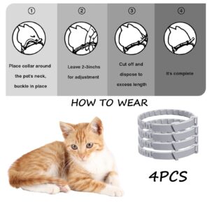 4Pcs Relaxants Cat Calming Collar for Anxiety Relief & Overgrooming - Effective Pheromone Cat Collar for Anti-Aggression & Indoor Cats - Therapet Calm Collar for Comfort Zone Relaxation (Gray)