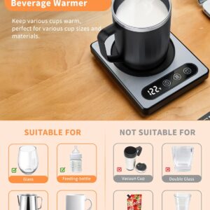 Maestri House Coffee Mug Warmer with Cup for Desk, Electric Mug Warmer with 9 Temperature Settings & 1-12 Hour Timer, Portable Beverage Warmer for Home and Office - Ideal Gift for Coffee Lovers