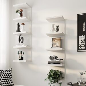 LitaEther 5 Tier Lack Floating Shelf,Set of 2 White Wall Shelf Unit,Display Shelf