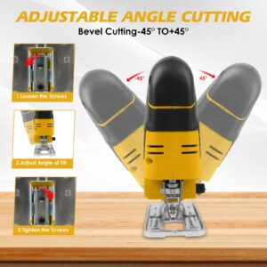 Cordless Jig Saw Compatible with Dewalt 20V Battery, Brushless Orbital Jigsaw with 2600 Blade Speed, with 10pcs Blades, 4 Orbital for Wood, Plastic and Metal Cutting (No Battery)