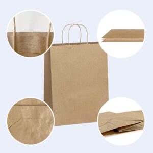 100 Pcs Brown Paper Bags with Handles,5x8x3 inch,Size Small,Paper Gift Bags,Kraft Paper Bags Bulk for Grocery/Business Owners/Shopping/Party/Goody/Retail/Takeouts/Birthday/christmas(Brown,S,100p)