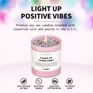 Light Up Good Vibes Candle, Scented Phthalate-Free Soy Candles with 60+ Hours Burn Time, Vegan Cruelty-Free Pink Candle for Any Occasion, Candles for Women & Men - Candier