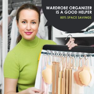 Aurabite 20 Hooks Hanger Space Saving-Closet Organizers and Storage-Tank Top-Bra-Pants Hangers-Clothes Organizer-Dresser Organizer-Skirt Hangers-Hangers with Clips-Legging Organizer for Closet