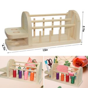 Yarn Holder for Knitting and Crocheting, Wooden Crochet Yarn Holder Thread Spool Storage Rack Wooden Yarn Storage Ribbon Organizer Rack for Sewing Supplies