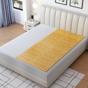 Foldable Bamboo Bed Mat,Summer Sleeping Pad Lumbar Protector Pad,Folding Tatami Floor Mat,Harden Spine Guard Bamboo Ranked Skeleton Bed Pad, Japanese Bamboo wood Roll-Type Slatted Bed, 70*150cm