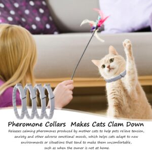 4Pcs Relaxants Cat Calming Collar for Anxiety Relief & Overgrooming - Effective Pheromone Cat Collar for Anti-Aggression & Indoor Cats - Therapet Calm Collar for Comfort Zone Relaxation (Gray)