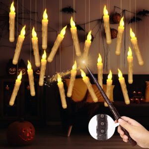 20 pack christmas floating candles with wand timer remote control,floating candles for centerpieces,led flickering light flameless candles hanging for harry potter party witch decor christmas gifts