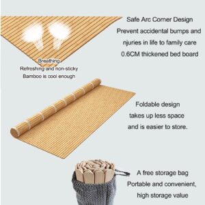 Foldable Bamboo Bed Mat,Summer Sleeping Pad Lumbar Protector Pad,Folding Tatami Floor Mat,Harden Spine Guard Bamboo Ranked Skeleton Bed Pad, Japanese Bamboo wood Roll-Type Slatted Bed, 70*150cm