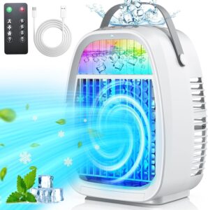 ai portable air conditioners fan,jyew evaporative mini room air conditioners,portable ac unit air cooler with 4 in 1 humidifier fan conditioner with 1400ml, 3 speed ac portable for room office desk