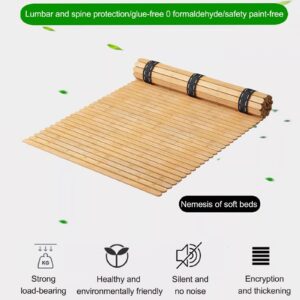 Foldable Bamboo Bed Mat,Summer Sleeping Pad Lumbar Protector Pad,Folding Tatami Floor Mat,Harden Spine Guard Bamboo Ranked Skeleton Bed Pad, Japanese Bamboo wood Roll-Type Slatted Bed, 70*150cm