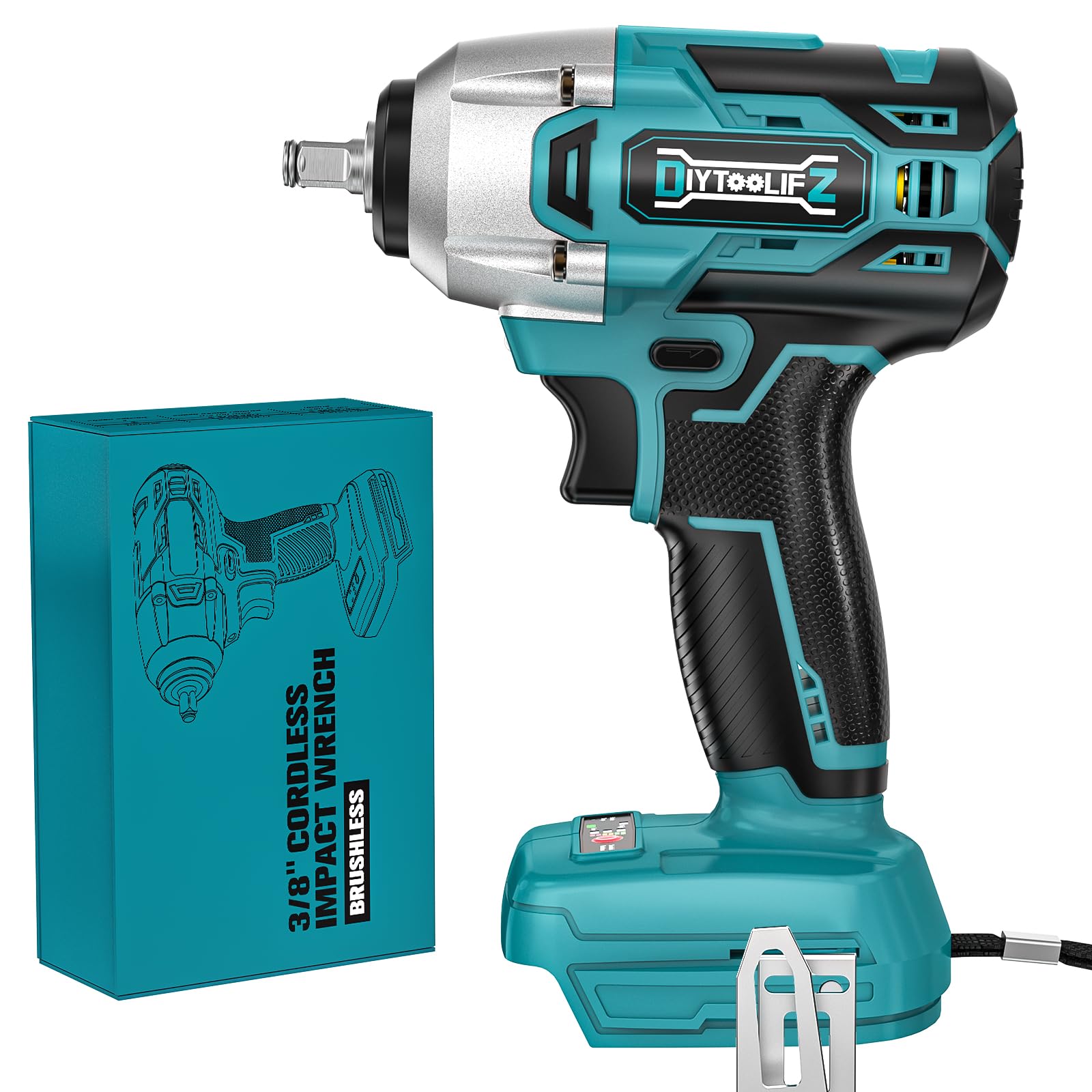 DIYtoolifz Cordless Impact Wrench for Makita 18v Battery: 250Ft-lbs(340N.m) 3/8 inch Brushless Electric Impact Gun, 2400RPM High Torque Impact Driver, Power Impact Wrench, Bare Tool Only