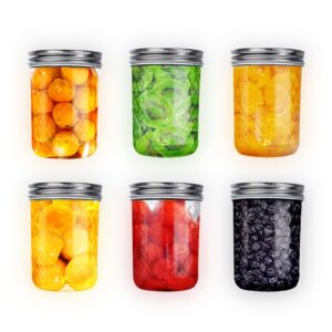 zentong infi 8 oz mason jars,6 pack regular mouth glass jars with lid salad jars 8 oz canning jars for pickling canning home decor overnight oats fruit preserves jam jelly food storage diy projects