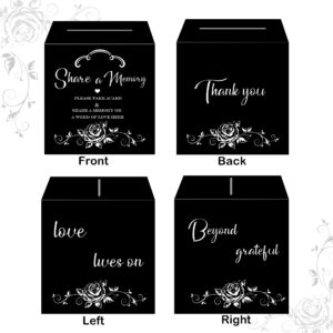 Share a Memory Box, OIIVPOK Memory Card Box for Funeral, Black White Funeral Card Box for Celebration of Life, 8.66in Memory Card Box for Funeral Graduation Wedding Birthday Anniversary Retirement (A)