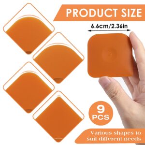 Pan Scraper, 9Pcs Dish Scraper Tool Set, Pot Food Scraper Non Scratch for Cast Iron, Cast Iron Cleaner Scraper Iron Skillet Scraper Scrubber for Cleaning, Grease,Kitchen Scrapper,Dishes, Pans (Orange)