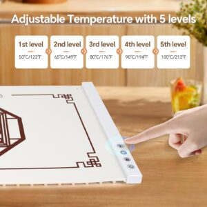 SHGMEET Electric Warming Tray, Food Warming Mat with 5 Temperature Adjusting & Time Settings, Silicone Food Heating Mat for Parities, Buffet, Travel, Daily Use