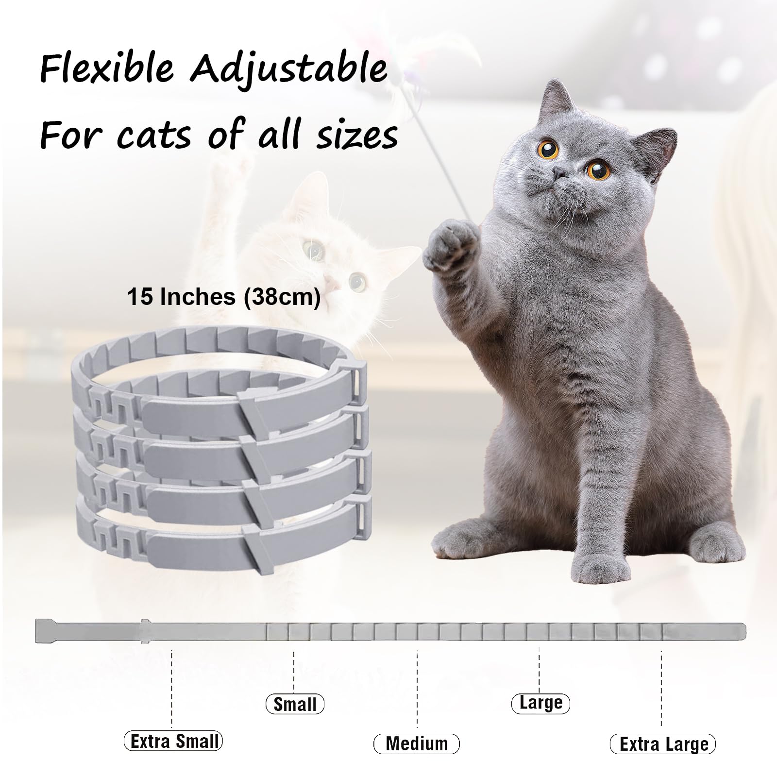 4Pcs Relaxants Cat Calming Collar for Anxiety Relief & Overgrooming - Effective Pheromone Cat Collar for Anti-Aggression & Indoor Cats - Therapet Calm Collar for Comfort Zone Relaxation (Gray)