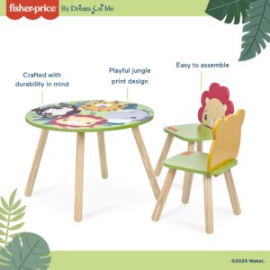 Fisher Price Fauna Collection Pride Rock Table Chair Set by Dream On Me, Jungle Print, Easy to Assemble, Crafted from Durable New Zealand Pinewood