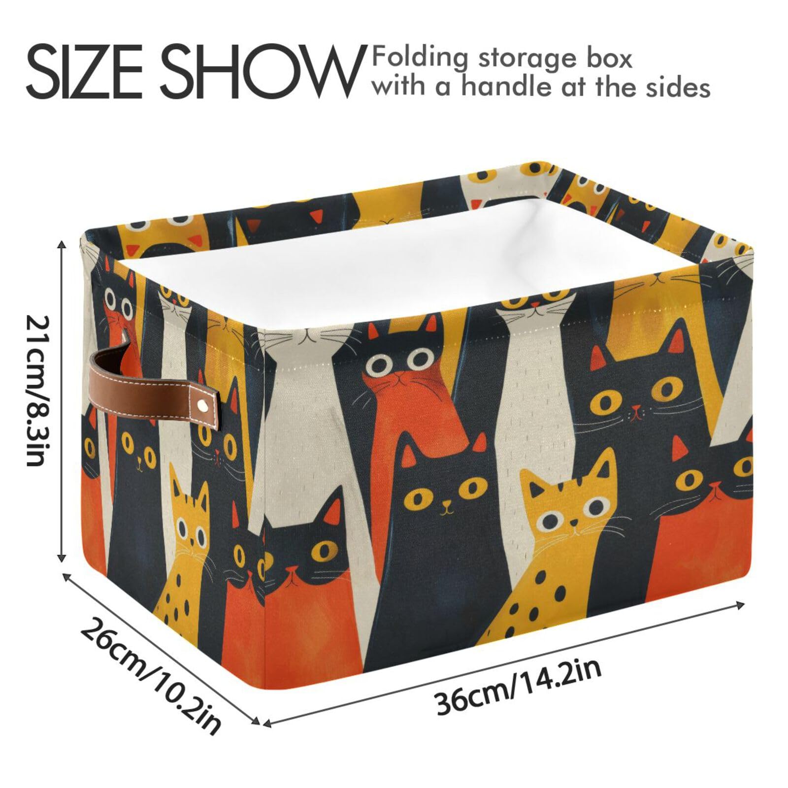 SDMKA Cartoon Cats Pattern Storage Baskets Foldable Fabric Baskets Large Storage Bins for Organizing Shelves Closet Home, Decorate Your Rooms