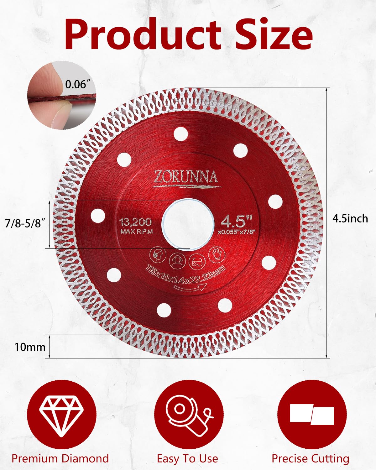 4.5" Diamond Blade for Angle Grinder, Super Thin Tile Saw Blades for Smooth Cutting, 2Pcs Indestructible Disc for Grinder Cutting Porcelain Ceramic Tile Granite Marbles.