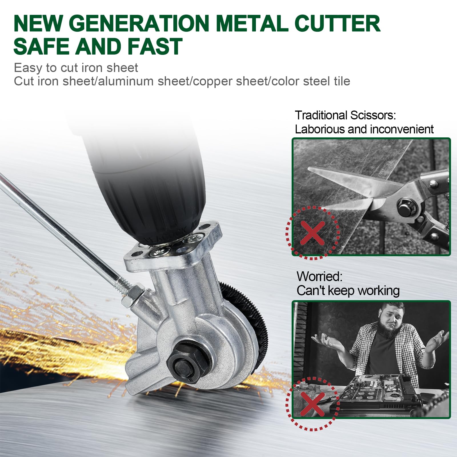 Electric Drill Shears Attachment Cutter Electric Drill Plate Cutter Sheet Metal Cutter Tool Adapter Is Fit For Cutting Various Metals Materials Such As Aluminum, Iron Metal Sheet Cutter