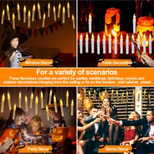 20 Pack Christmas Floating Candles with Wand Timer Remote Control,Floating Candles for centerpieces,LED Flickering Light Flameless Candles Hanging For Harry Potter Party Witch Decor Christmas Gifts