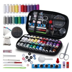 sewing kit with 229 pieces, scissors, needles and accessories for travel home beginners, supplies accessories with scissors, needles, measure etc (s)