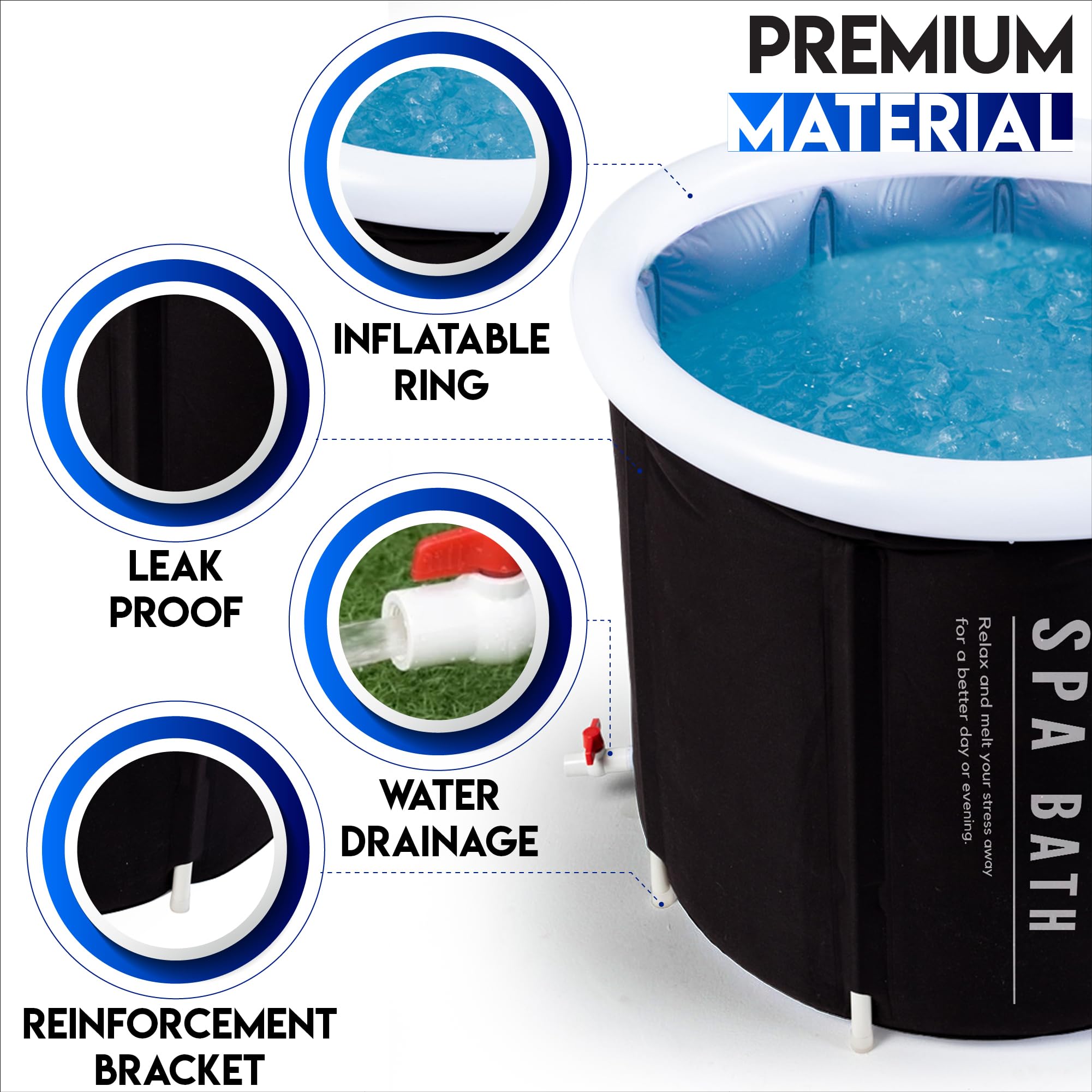 Beyond Thursday Cold Plunge Tub - Large, Foldable Ice Bath Tub with Great Insulation, Premium Material, Leak-Proof. Portable Bathtub Suitable for Men, Women & Athletes Up to 6'5", Includes Carry Bag