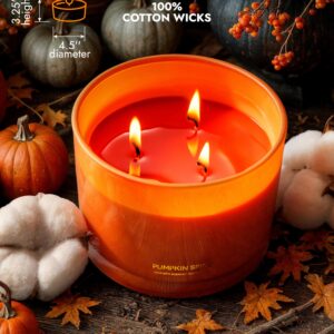 96NORTH Luxury Pumpkin Soy Candle | Large 3 Wick Jar Candle | Halloween & Fall Decor | Up to 40 Hours Burning | 100% Natural Soy Wax | Relaxing Aromatherapy Candle | Halloween Fall Candle Gift