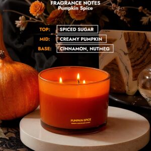 96NORTH Luxury Pumpkin Soy Candle | Large 3 Wick Jar Candle | Halloween & Fall Decor | Up to 40 Hours Burning | 100% Natural Soy Wax | Relaxing Aromatherapy Candle | Halloween Fall Candle Gift