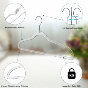 Quality Hangers 14” Clear Plastic Kids Hangers 10-Pack | Durable & Stylish Acrylic Hangers for Petite Adults with 360 Degree Swivel Hook and Notches | Cloths Children Hangers (10, Clear, Chrome)