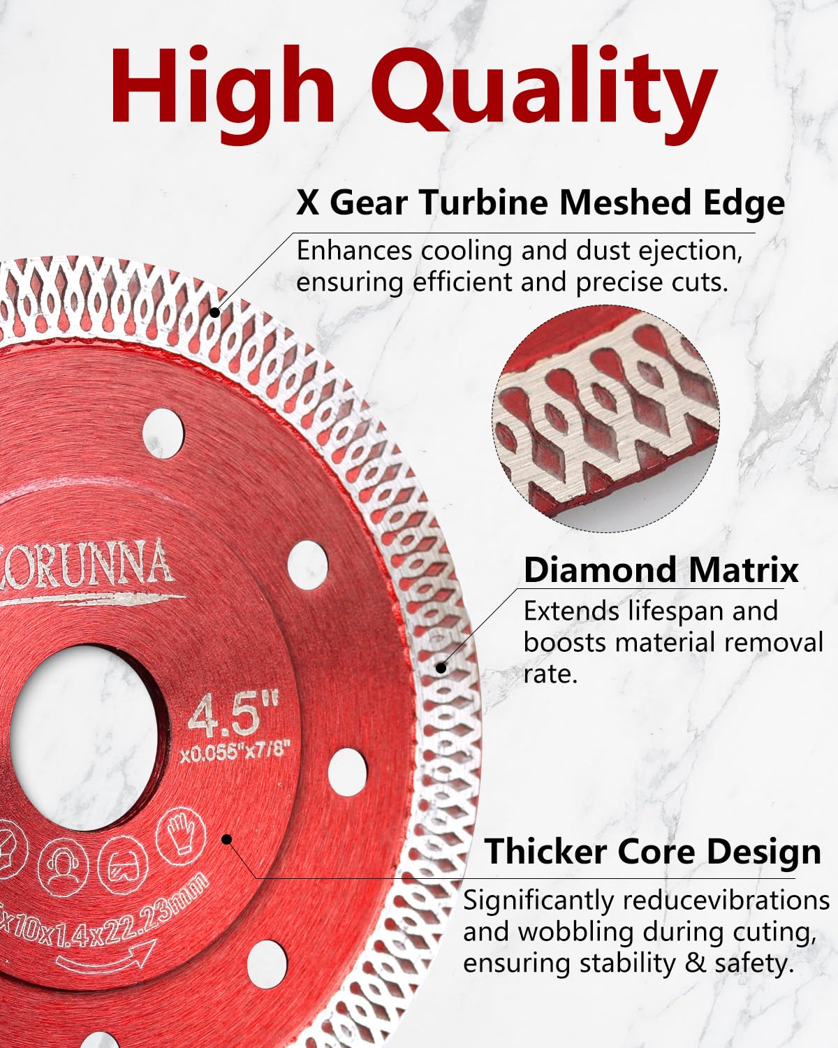 4.5" Diamond Blade for Angle Grinder, Super Thin Tile Saw Blades for Smooth Cutting, 2Pcs Indestructible Disc for Grinder Cutting Porcelain Ceramic Tile Granite Marbles.