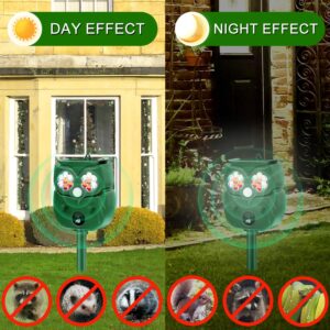 Solar Powered Rodent Ultrasonic Animal Repellent, Waterproof Motion Detection with Sentor&LED Flash Light, Outdoor Pest Deterrent for Dog, Skunk, Fox, Squirrels, Raccoon, Coyote, Rabbit