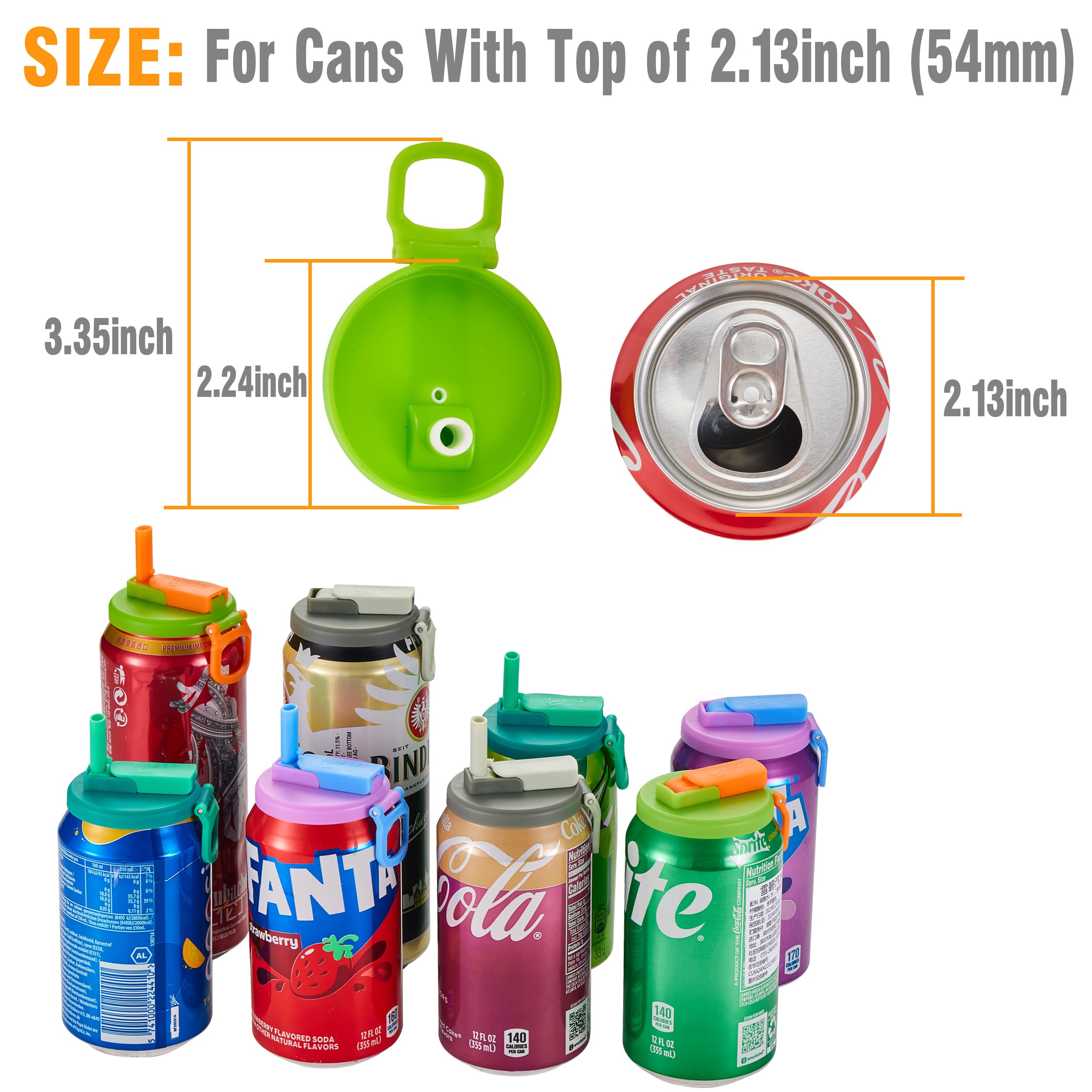 Dipesi 4-pack 4 Color Soda Can Lids with straw,Silicone Straws Soda ​Can Covers,straw soda can lid,BPA-Free, Reusable for can covers for soda, Beverage, Juice,Seltzer(Colour mixture)