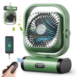 30000mah portable fan rechargeable with remote & oscillating,battery operated fans with lantern & timers,rechargeable fan for bedroom,dorm,bedside,small cordless fan for camping,outdoor,power outages