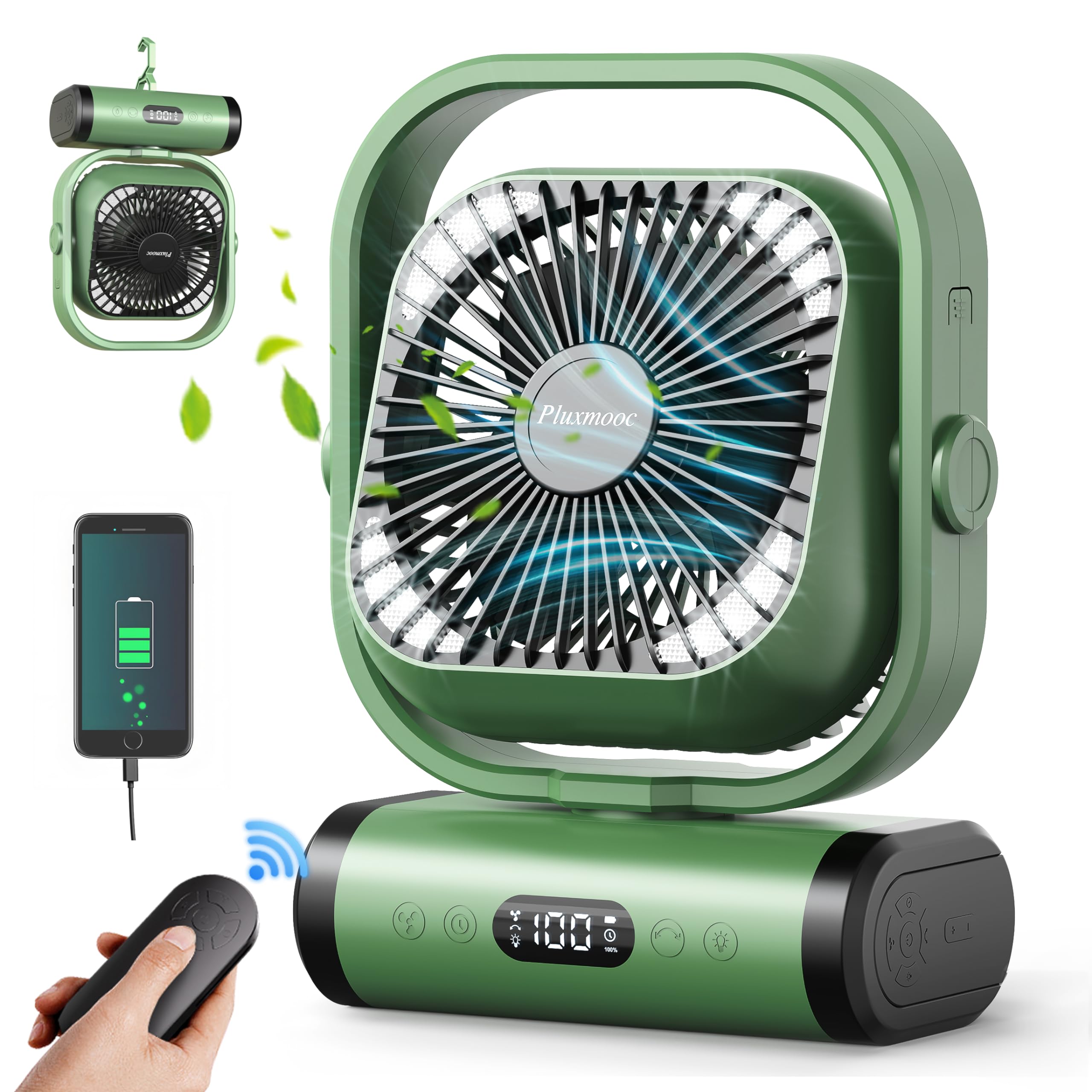 30000mAh Portable Fan Rechargeable with Remote & Oscillating,Battery Operated Fans with Lantern & Timers,Rechargeable Fan for Bedroom,Dorm,Bedside,Small Cordless Fan for Camping,Outdoor,Power Outages