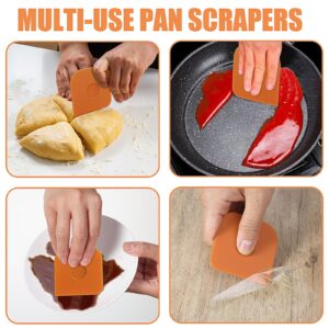 Pan Scraper, 9Pcs Dish Scraper Tool Set, Pot Food Scraper Non Scratch for Cast Iron, Cast Iron Cleaner Scraper Iron Skillet Scraper Scrubber for Cleaning, Grease,Kitchen Scrapper,Dishes, Pans (Orange)