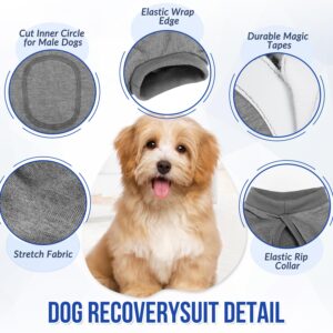 Lukovee Recovery Suit for Dogs, Onesie Surgery Recovery Suit for Female Male Dogs, Abdominal Wounds Cone E-Collar Alternative Prevent Licking Spay Recovery Suit (Grey,Medium)