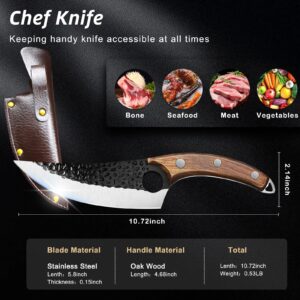 Choies Kitchen Chef Knife,Japanese Chef Knife with Sheath Butcher for Cooking,Chopping Knife,Damascus Kitchen Knife for Home,Camping,BBQ,Christmas Gift Knife