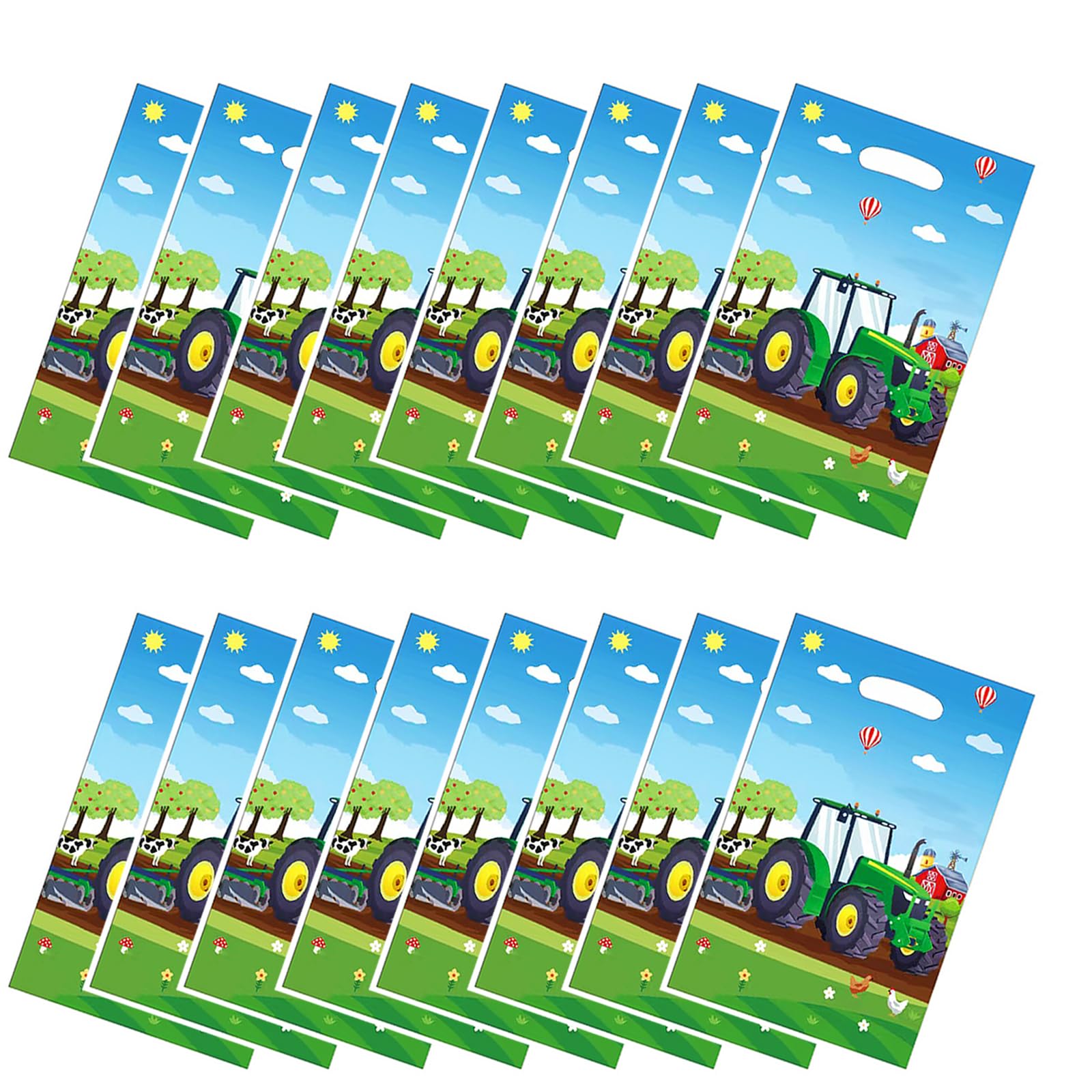 ALLPICK 30pcs Farm Tractor Tote Bag Packs Goodie Bags Treat Bags Candy Bags Party Favors Tractor Bags for Kids Birthday Baby Shower Tractor Theme Party, Green